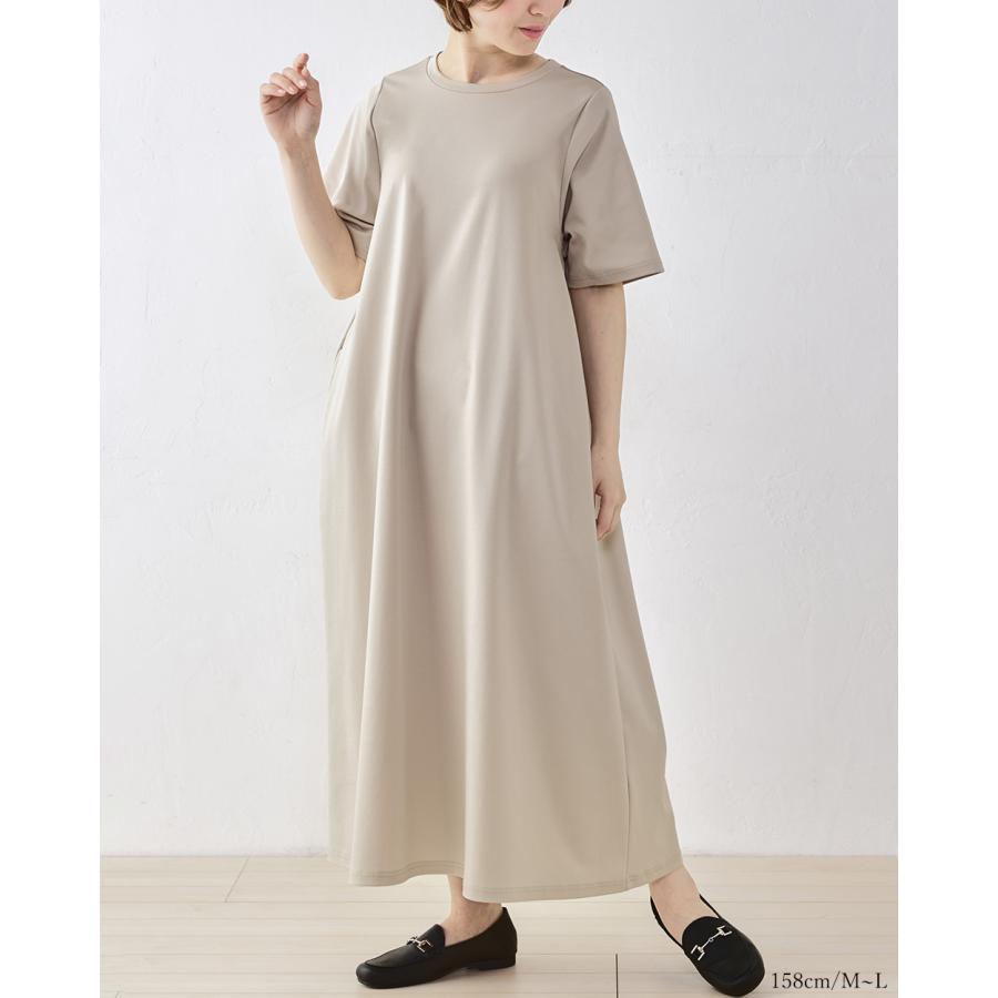強撚コットン ロングワンピース 日本製 ワンピース レイヤード ロングワンピ フレア Aライン 半袖 無地 重ね着 きれいめ 上品 レディース 綿100％ |  | 11