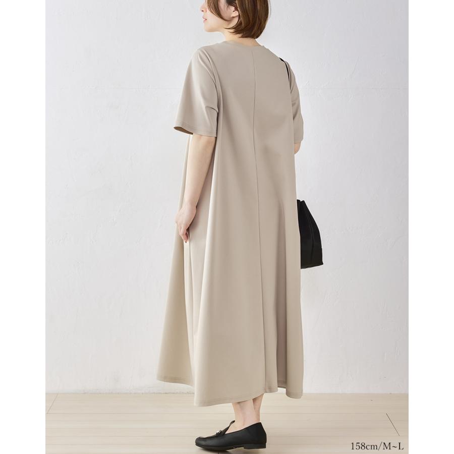強撚コットン ロングワンピース 日本製 ワンピース レイヤード ロングワンピ フレア Aライン 半袖 無地 重ね着 きれいめ 上品 レディース 綿100％ |  | 12