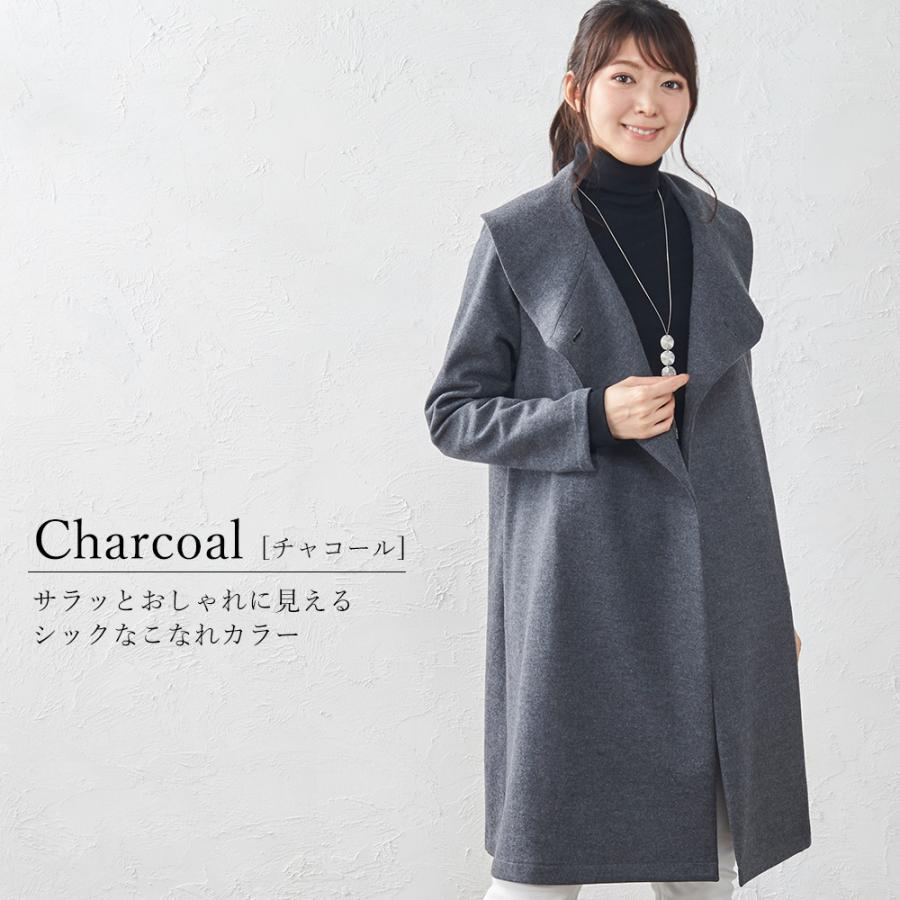 コート レディース 40代 50代 秋冬 軽い ウールコート ロング 黒