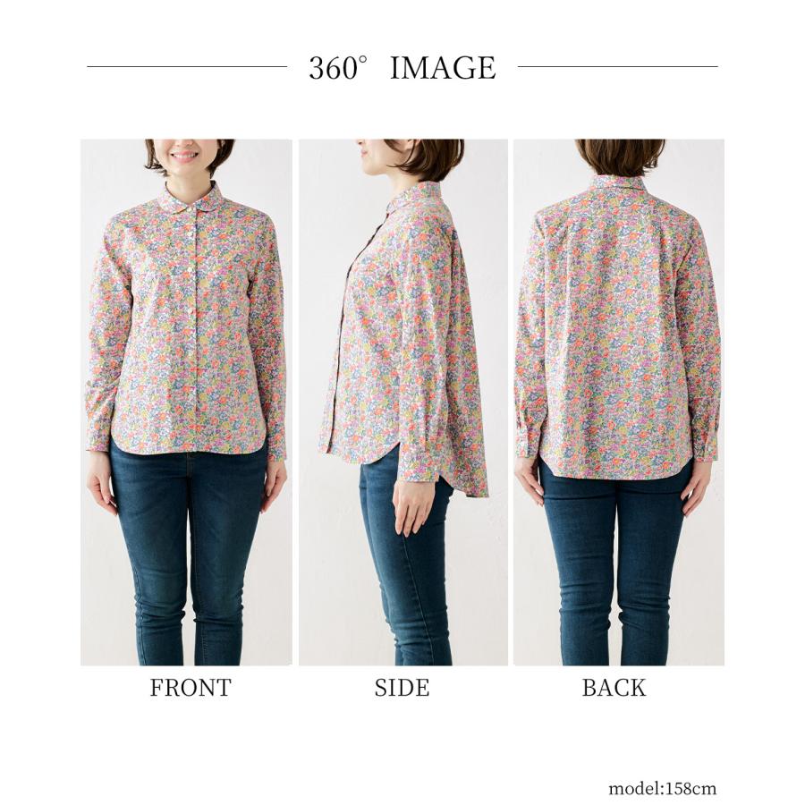 新品 リバティ プリント トップス 綿100％ シャツ ブラウス 花柄 長袖 青 LIBERTY. リバティ ブラウス 長袖 花柄 リバティプリント ボタン