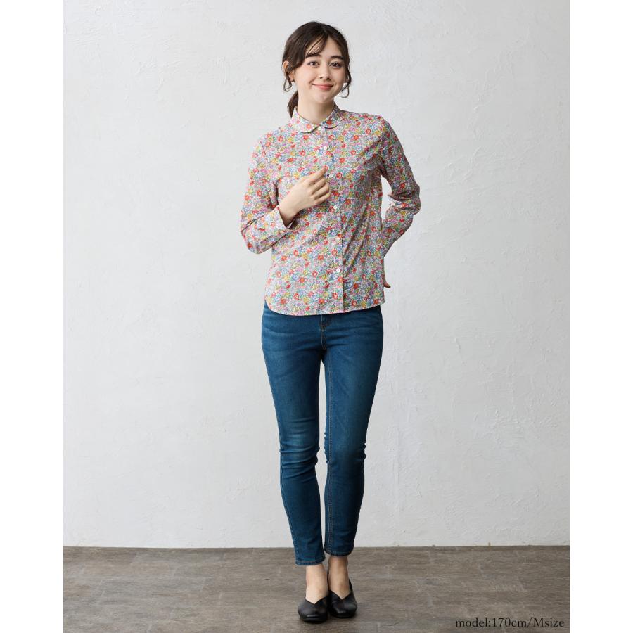 リバティ シャツ襟 日本製 プリント 綿100％ ラウンドカラー コットン 綿 シャツ ブラウス 羽織 長袖 レディース トップス リバティ生地 |  | 15
