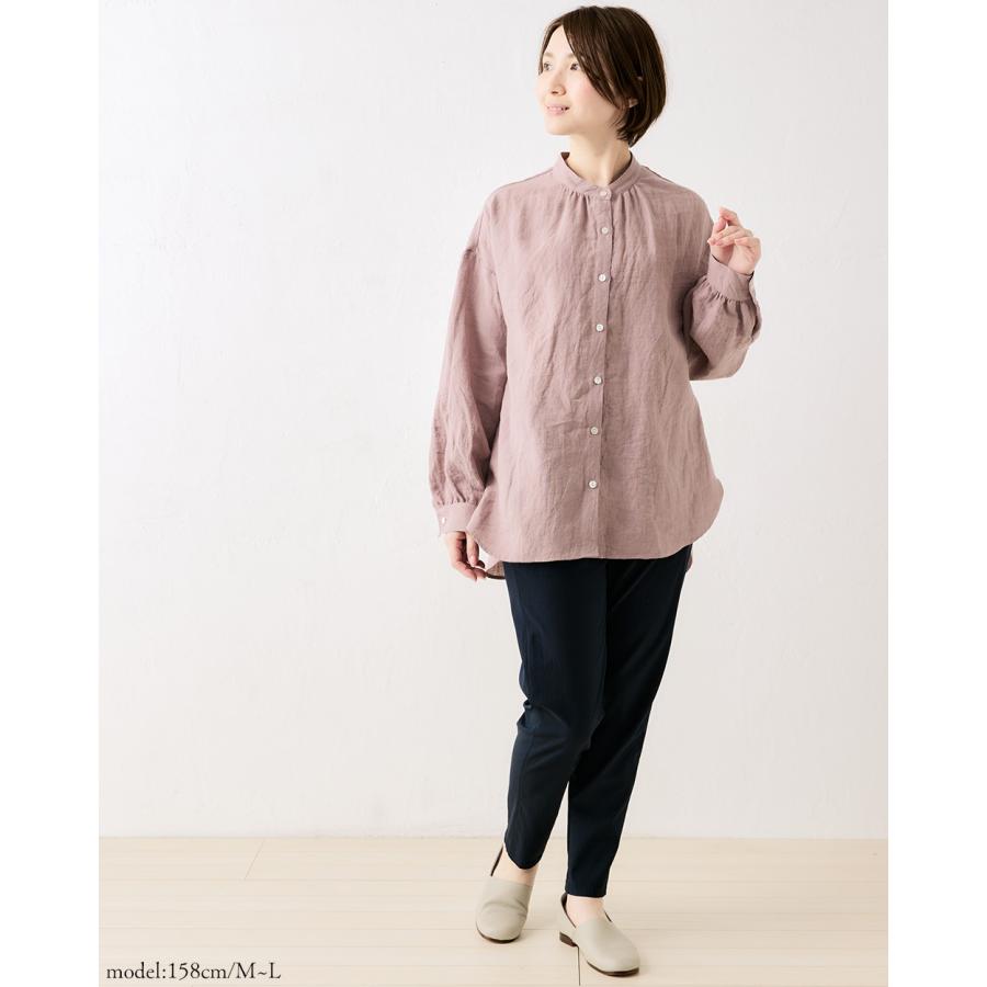 匠の技 東炊き シャツ 日本製 麻 ブラウス 麻100％ スタンドカラー