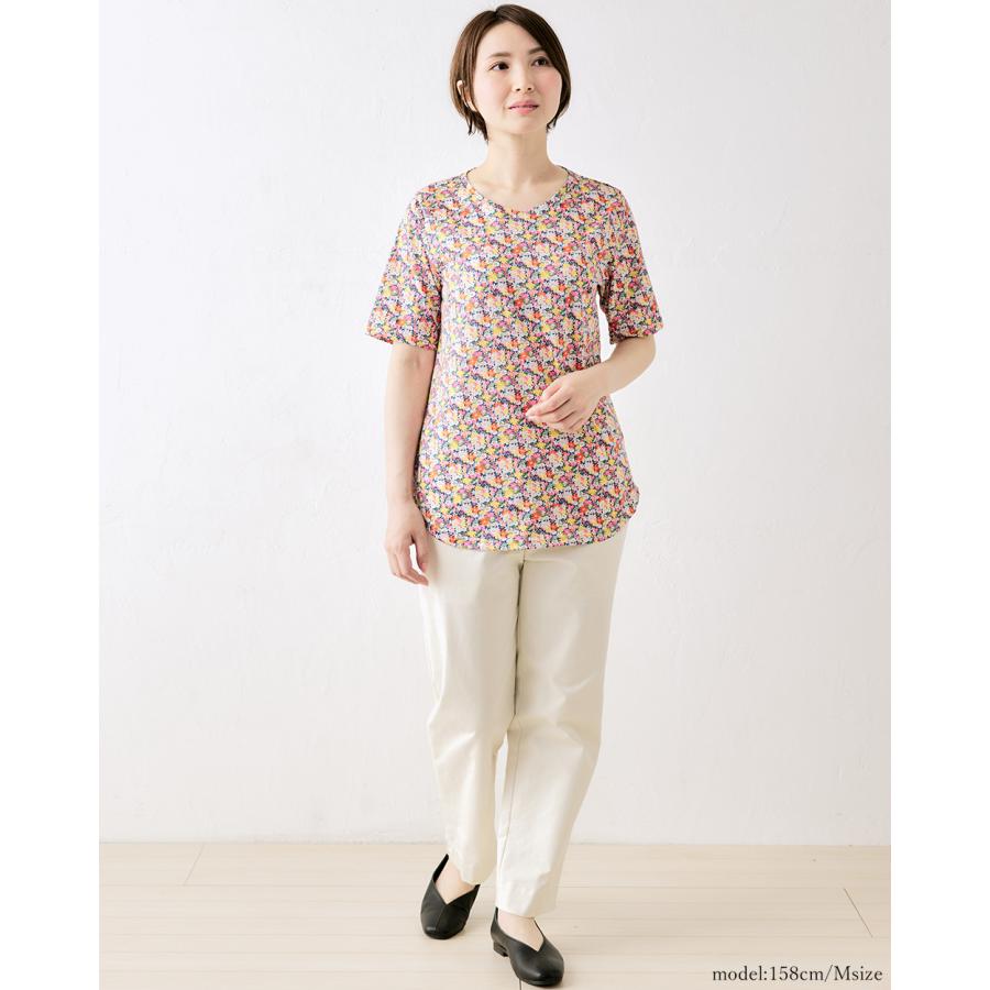 リバティ Vネックカットソー 日本製 プリント 綿100％ コットン 綿 Tシャツ プルオーバー ジャージ 伸縮性 レディース トップス リバティ生地 |  | 15