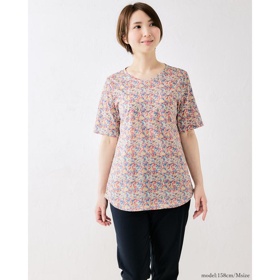 リバティ Vネックカットソー 日本製 プリント 綿100％ コットン 綿 Tシャツ プルオーバー ジャージ 伸縮性 レディース トップス リバティ生地 |  | 11