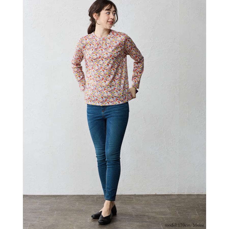 リバティ カットソー 日本製 プリント 綿100％ ラウンドネック