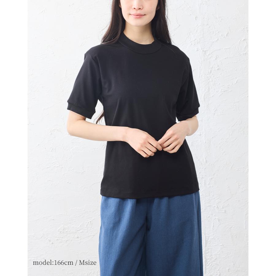 スヴィンコットン モックネック 半袖 Tシャツ 日本製 綿100