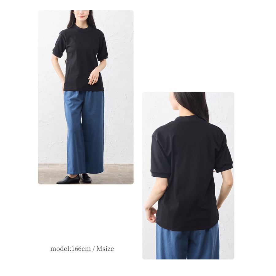 スヴィンコットン モックネック 半袖 Tシャツ 日本製 綿100