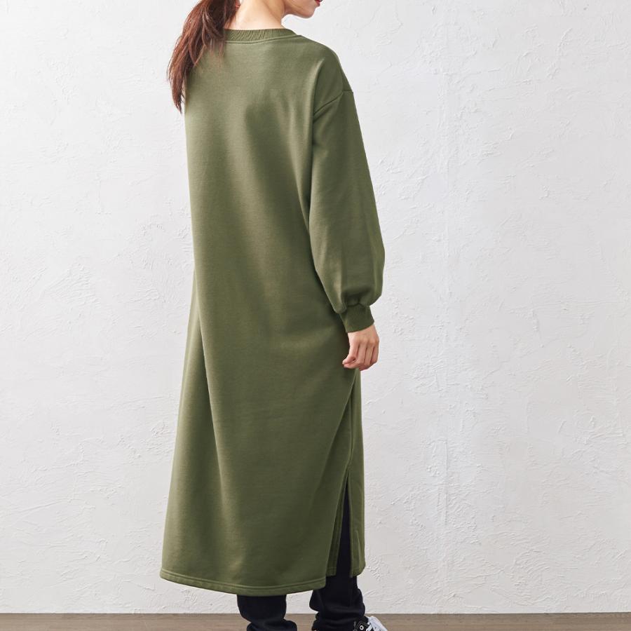 ワンピース 冬 ロング 長袖 裏毛 トレーナー スウェット スウェット