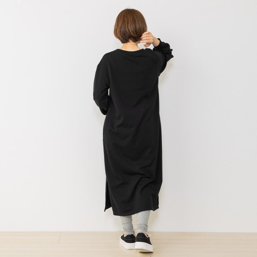 ワンピース 冬 ロング 長袖 裏毛 トレーナー スウェット スウェット