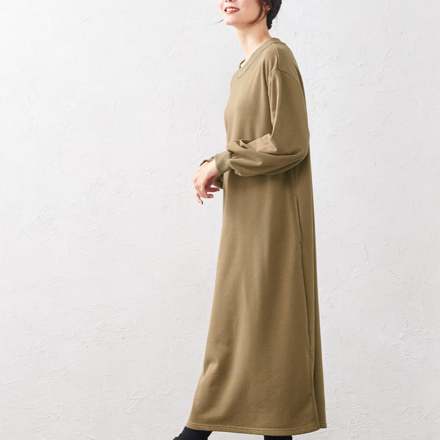 ワンピース 冬 ロング 長袖 裏毛 トレーナー スウェット スウェット