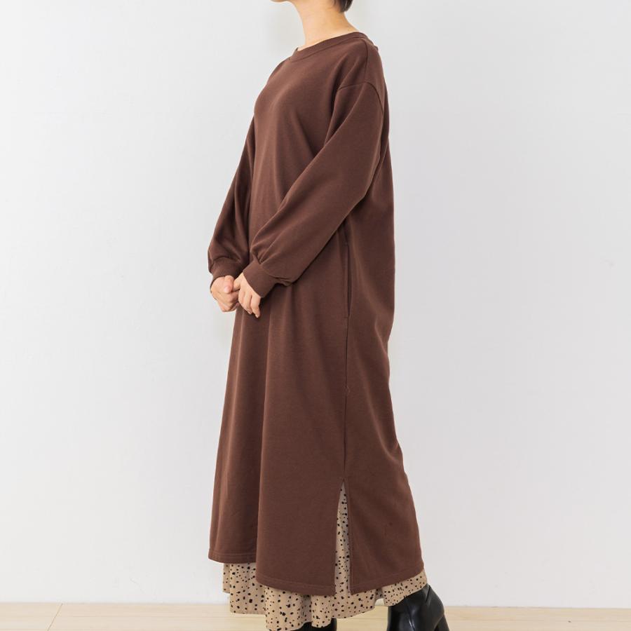 ワンピース 冬 ロング 長袖 裏毛 トレーナー スウェット スウェット