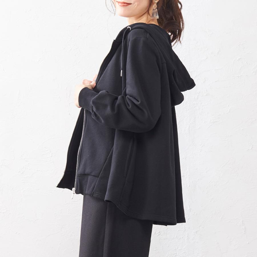 パーカー レディース 秋 冬 40代 フリルパーカー ジップパーカー