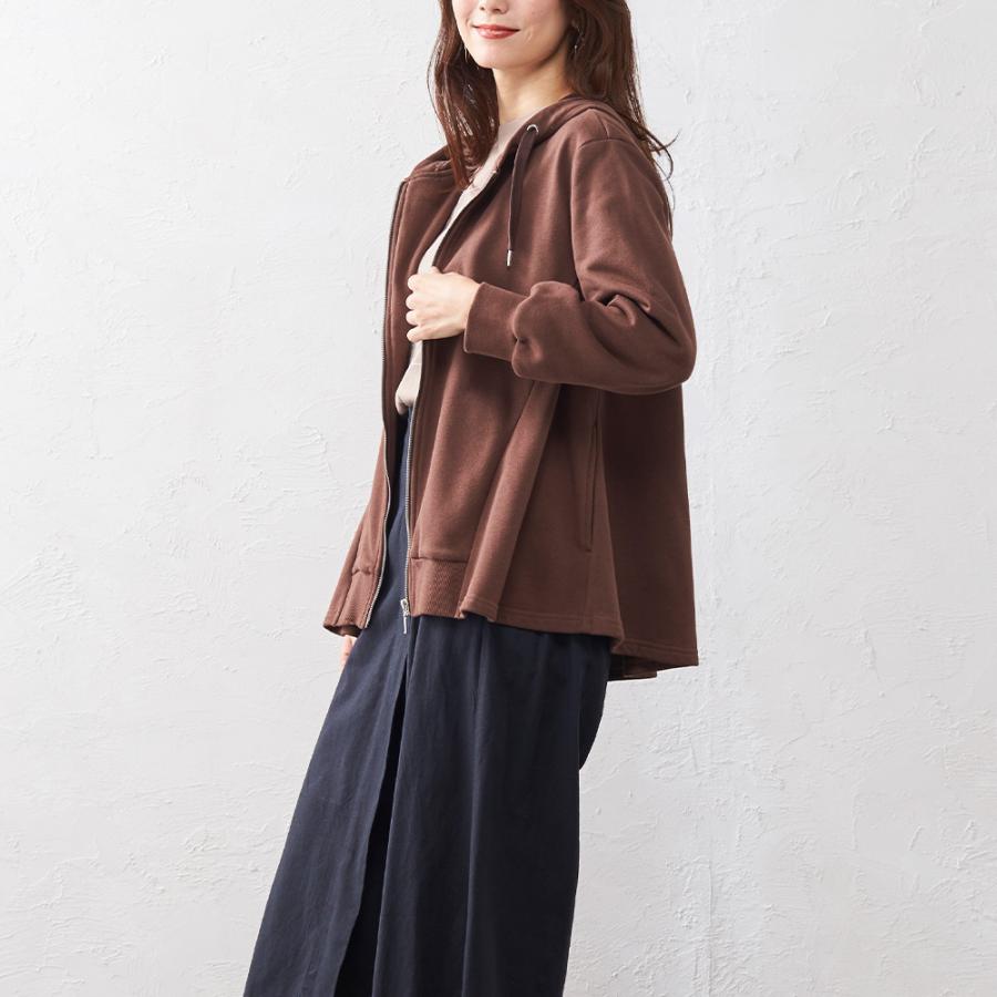 パーカー レディース 秋 冬 40代 フリルパーカー ジップパーカー