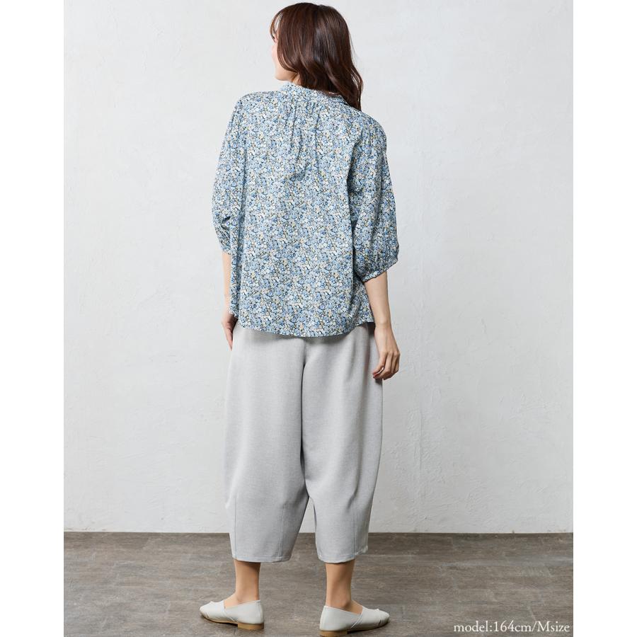 日本製 麻混 バルーンパンツ レディース ワイドパンツ コクーン