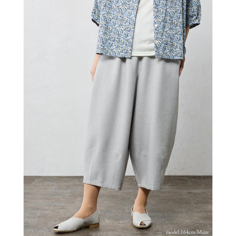 日本製 麻混 バルーンパンツ レディース ワイドパンツ コクーン