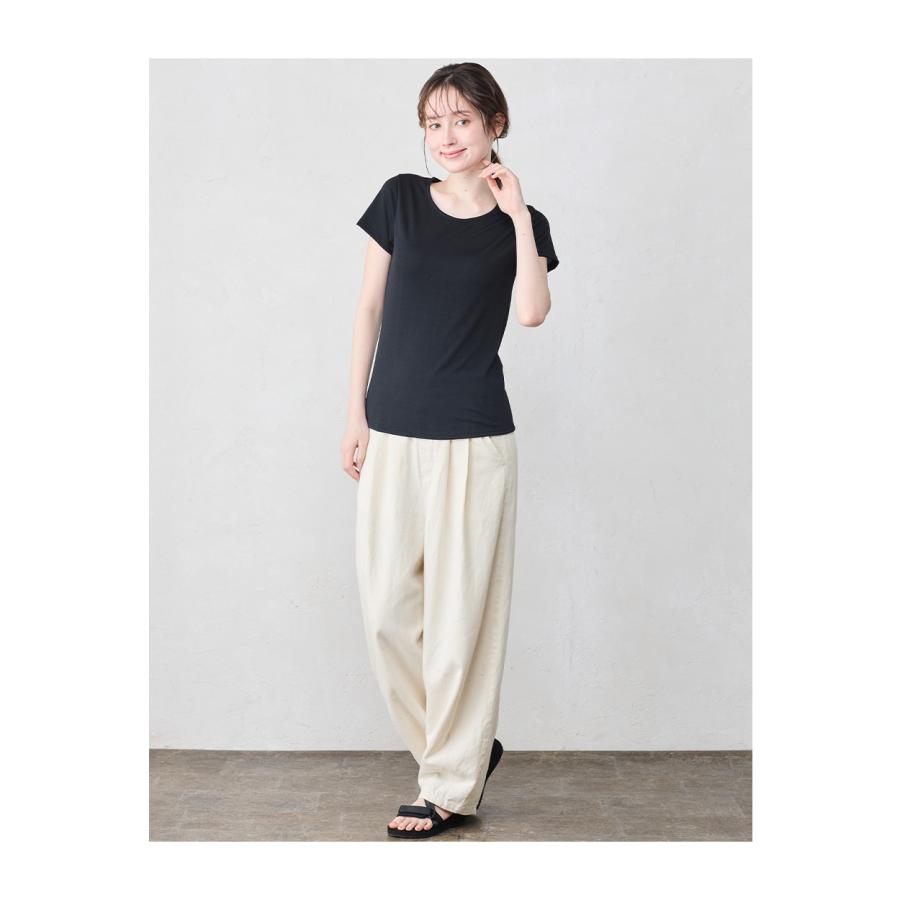 綿麻デニム ワイドパンツ レディース 日本製 バルーンパンツ カーブパンツ コットン リネン 涼しい 夏 洗える ジーパン ボトムス パンツ 体型カバー |  | 14