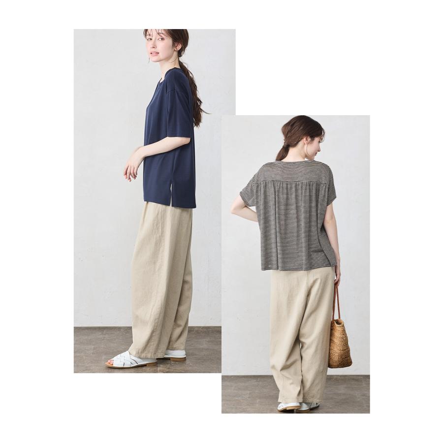 綿麻デニム ワイドパンツ レディース 日本製 バルーンパンツ カーブパンツ コットン リネン 涼しい 夏 洗える ジーパン ボトムス パンツ 体型カバー |  | 18