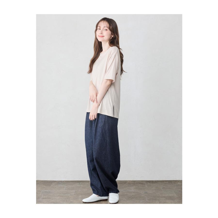 綿麻デニム ワイドパンツ レディース 日本製 バルーンパンツ カーブパンツ コットン リネン 涼しい 夏 洗える ジーパン ボトムス パンツ 体型カバー |  | 20