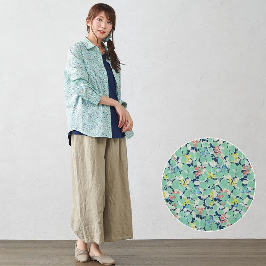 リバティ オーガニックコットン 日本製 花柄 プリント シャツ ブラウス 