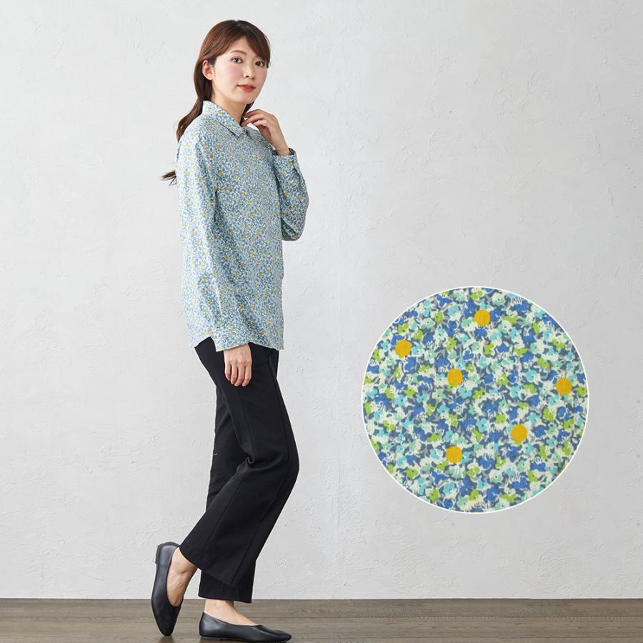 リバティ オーガニックコットン 日本製 花柄 プリント シャツ ブラウス