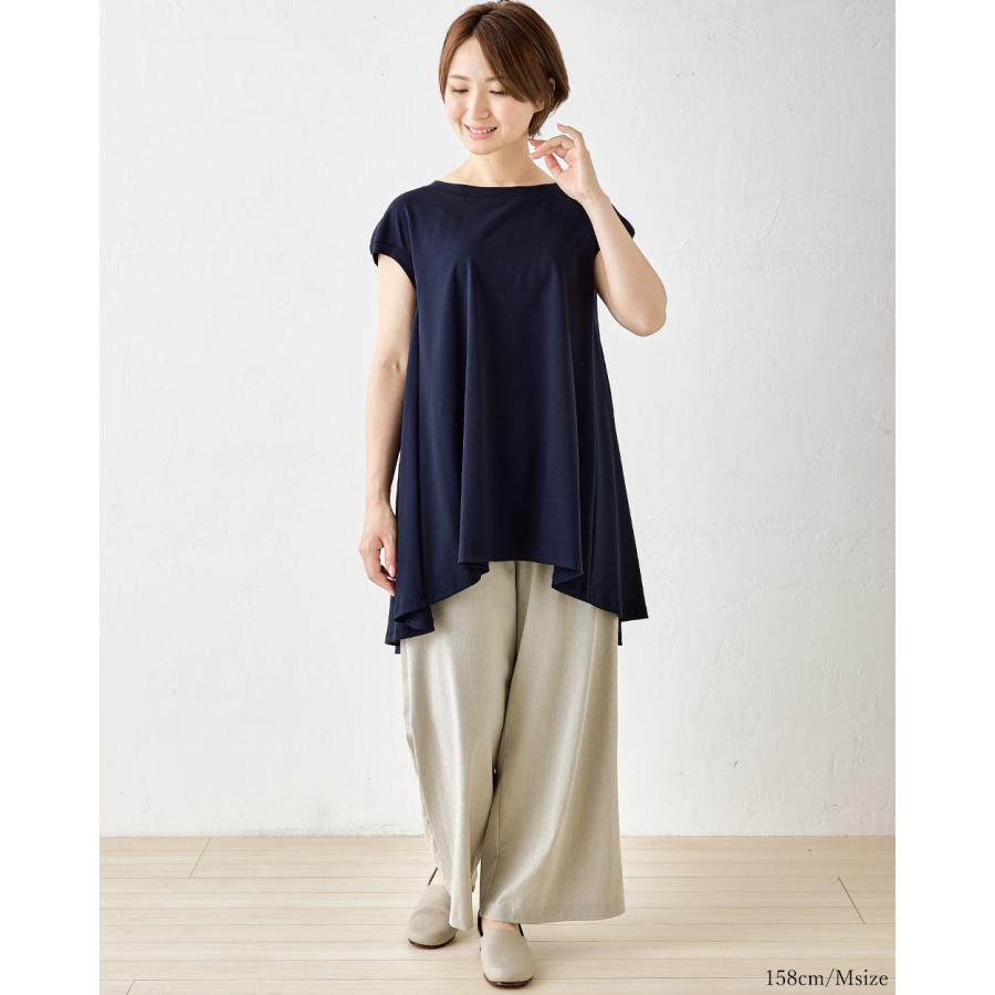 強撚コットン 日本製 トップス カットソー Tシャツ プルオーバー チュニック きれいめ 上品 レディース 半袖 フレンチ袖 大人カジュアル 綿100％ |  | 12