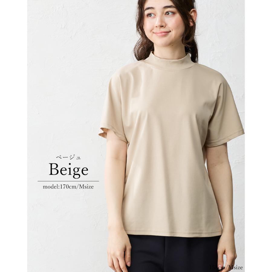 強撚コットン 日本製 トップス カットソー Tシャツ プルオーバー モックネック きれいめ 上品 レディース 半袖 大人カジュアル 綿100％ |  | 09