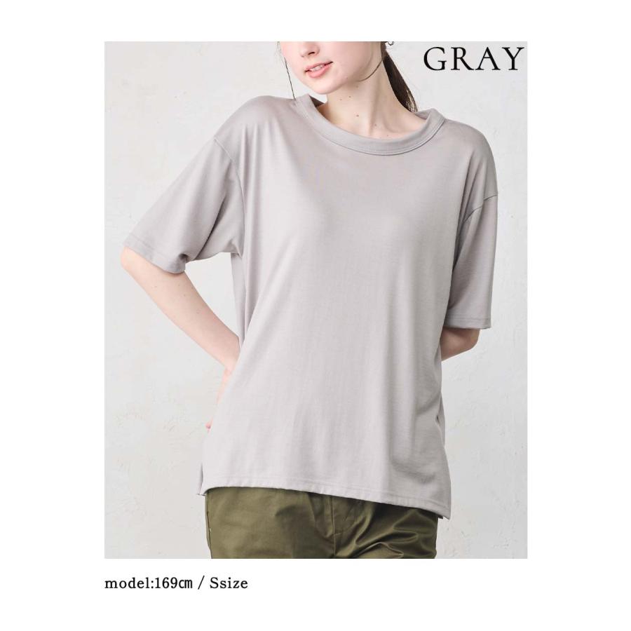 メリノウール Tシャツ レディース 日本製 オーバーサイズ Tシャツ カットソー チュニック 半袖  ゆったり 大きめ ビッグT 体型カバー メンズ ユニセックス |  | 16