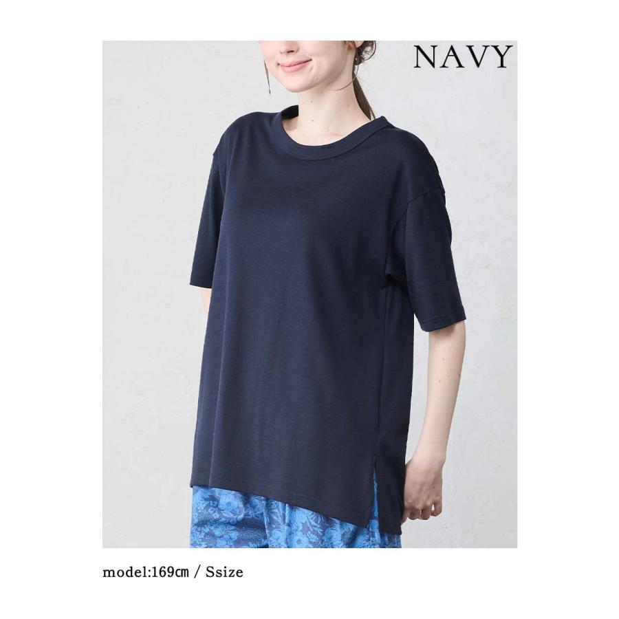 メリノウール Tシャツ レディース 日本製 オーバーサイズ Tシャツ カットソー チュニック 半袖  ゆったり 大きめ ビッグT 体型カバー メンズ ユニセックス |  | 18