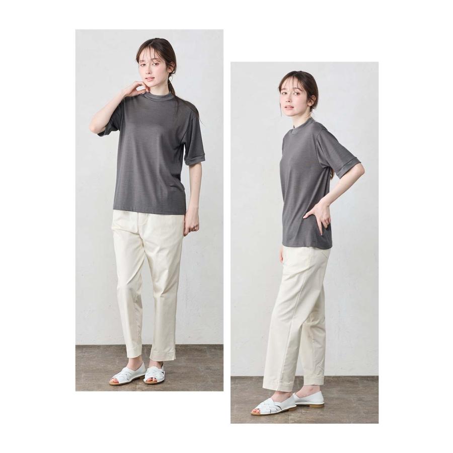 メリノウール Tシャツ 半袖 モックネック ハイネック 日本製 インナー ウール100% 山登り 登山 レディース 無地 カットソー アンダーウェア 洗えるウール |  | 19