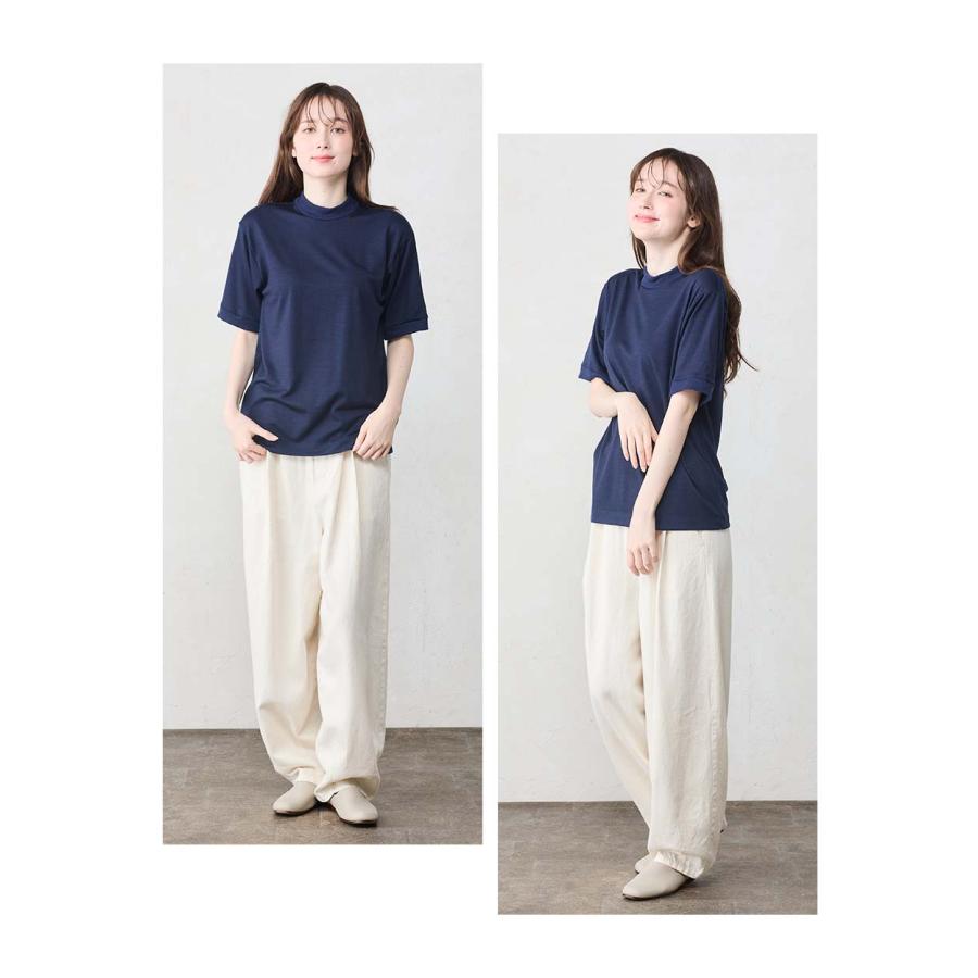 メリノウール Tシャツ 半袖 モックネック ハイネック 日本製 インナー ウール100% 山登り 登山 レディース 無地 カットソー アンダーウェア 洗えるウール |  | 21