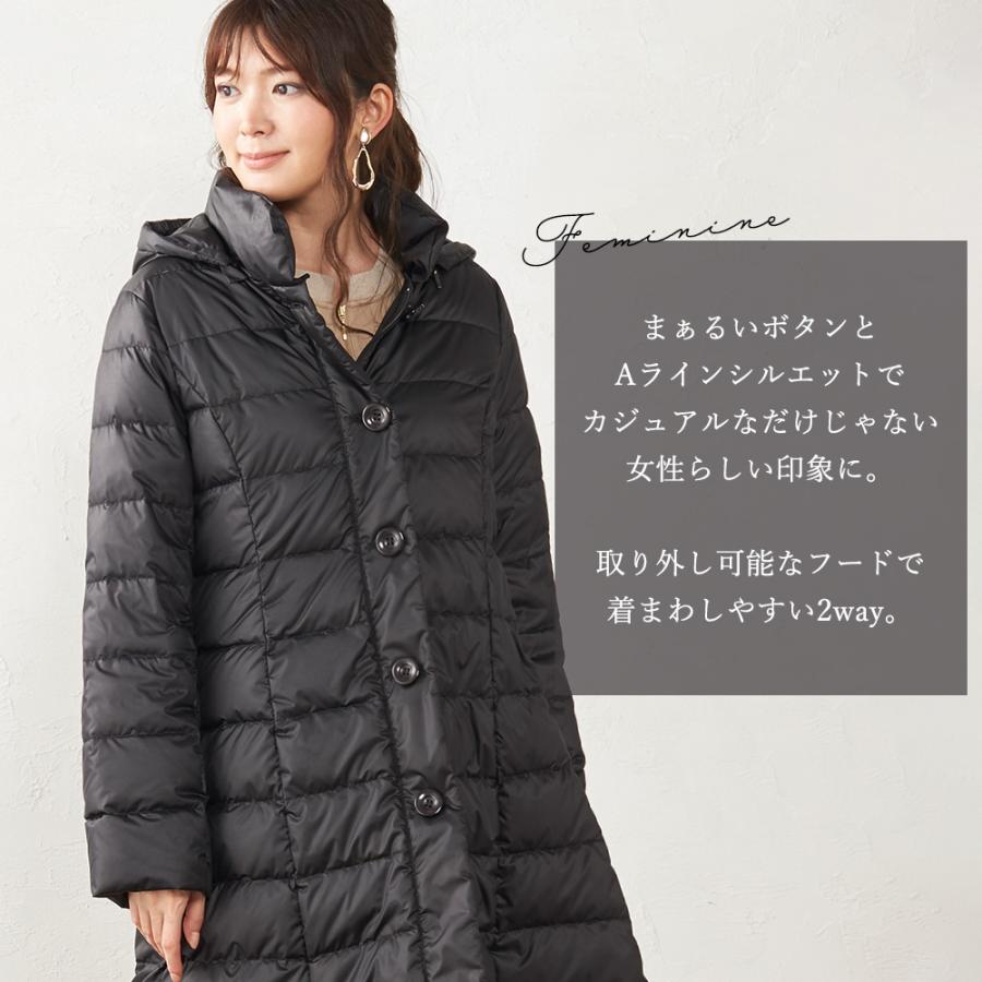 美品　ベイジ　ノーカラー　ロング　ダウン　ブラウン　Aライン　コート ダウンコート レディース ロング アウター 秋冬 ダウンジャケット A