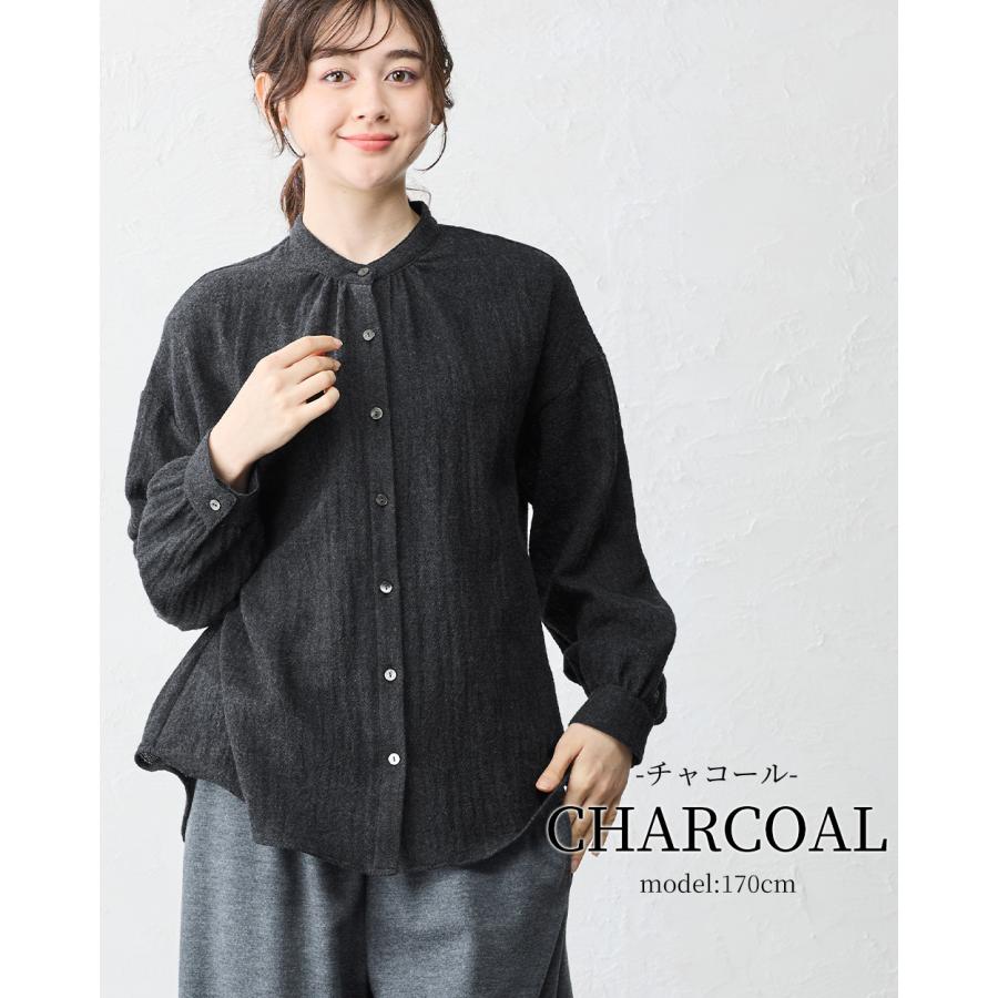 メリノウール シャツ ブラウス 日本製 ウール100% ウールガーゼ マルエリ 襟付き レギュラーカラー 長袖 レディース トップス |  | 16