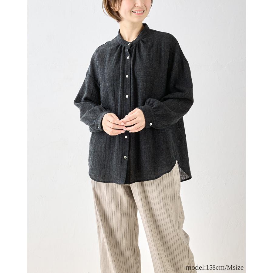 メリノウール シャツ ブラウス 日本製 ウール100% ウールガーゼ マルエリ 襟付き レギュラーカラー 長袖 レディース トップス |  | 17