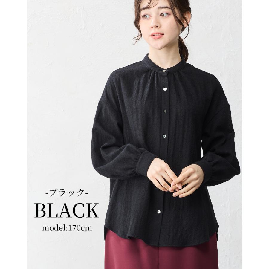 メリノウール シャツ ブラウス 日本製 ウール100% ウールガーゼ マルエリ 襟付き レギュラーカラー 長袖 レディース トップス |  | 20