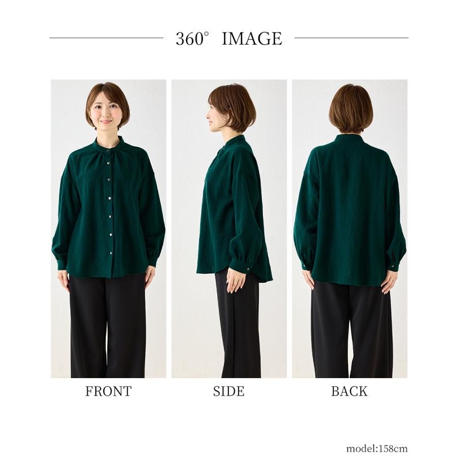 メリノウール シャツ ブラウス 日本製 ウール100% ウールガーゼ マルエリ 襟付き レギュラーカラー 長袖 レディース トップス |  | 23