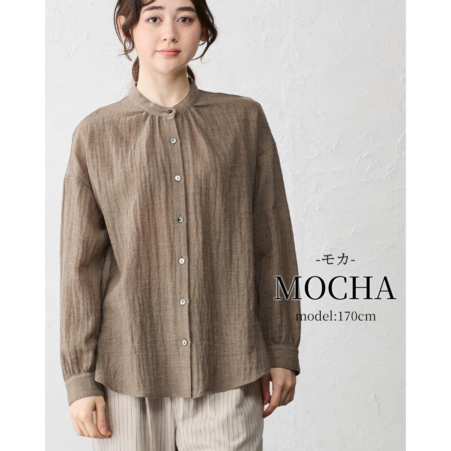 メリノウール シャツ ブラウス 日本製 ウール100% ウールガーゼ マルエリ 襟付き レギュラーカラー 長袖 レディース トップス |  | 10