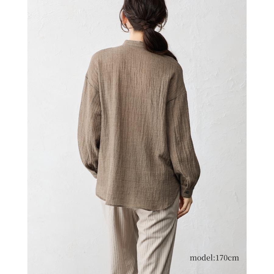 メリノウール シャツ ブラウス 日本製 ウール100% ウールガーゼ マルエリ 襟付き レギュラーカラー 長袖 レディース トップス |  | 12