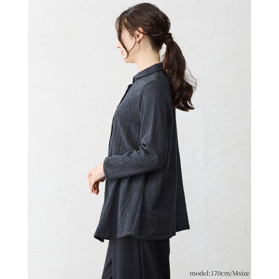 メリノウール シャツ ブラウス 日本製 ウール100% ウールガーゼ