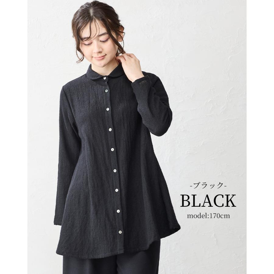 メリノウール シャツ ブラウス 日本製 ウール100% ウールガーゼ