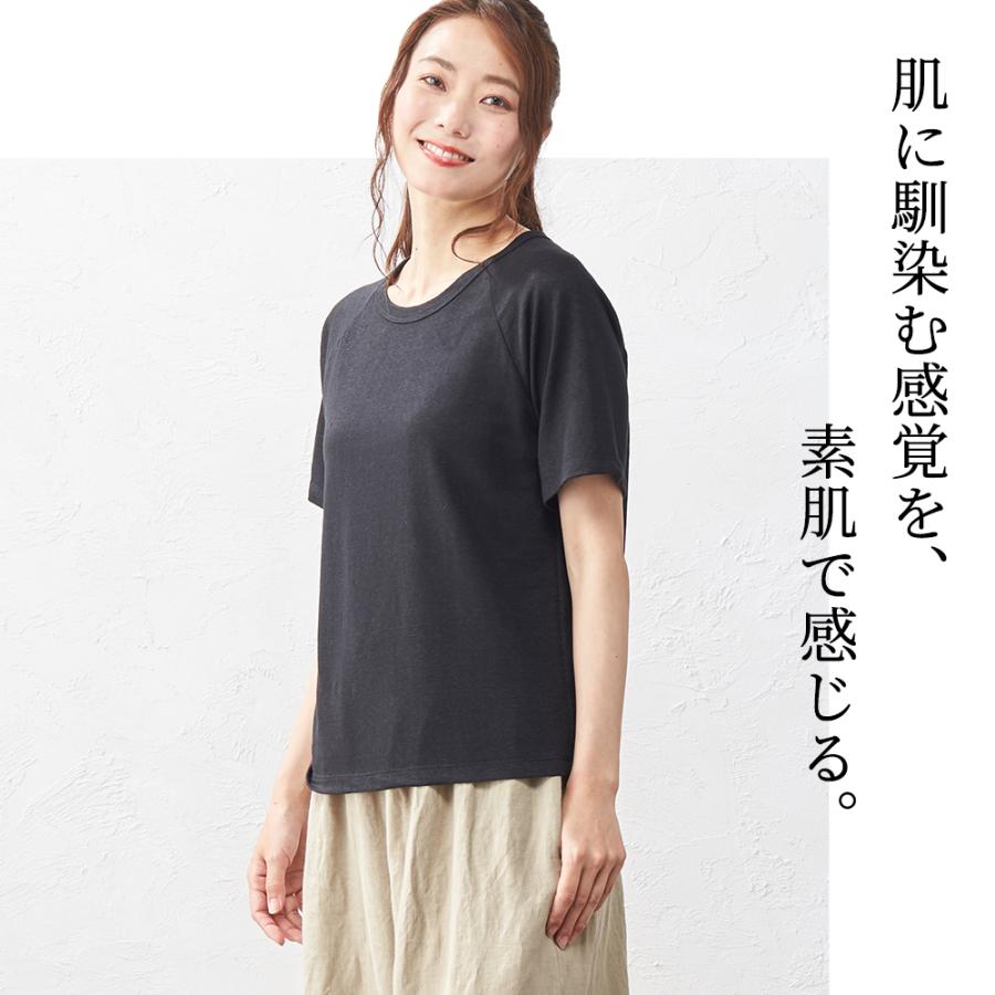 リネンtシャツ レディース 麻100% tシャツ トップス カットソー シャツ