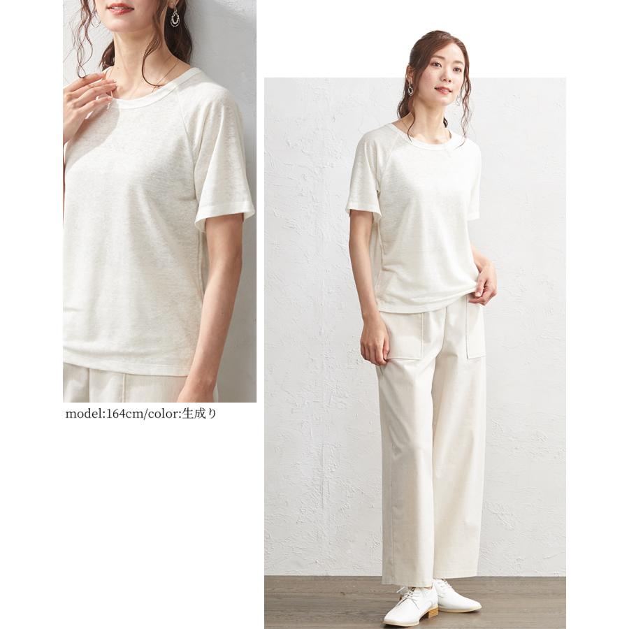 リネンtシャツ レディース 麻100% tシャツ トップス カットソー シャツ