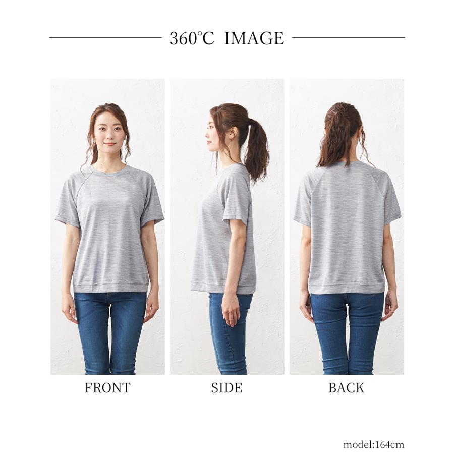 メリノウール 日本製 尾州織り tシャツ インナー トップス カットソー 半袖 レディース 登山 ゆったり クルーネック 春 夏 秋 冬の画像