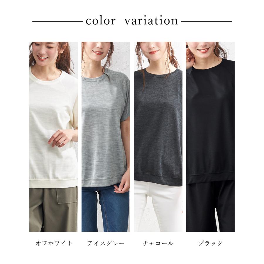 メリノウール 日本製 尾州織り tシャツ インナー トップス カットソー 半袖 レディース 登山 ゆったり クルーネック 春 夏 秋 冬の画像