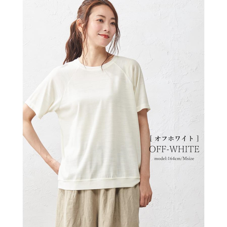 メリノウール 日本製 尾州織り tシャツ インナー トップス カットソー 半袖 レディース 登山 ゆったり クルーネック 春 夏 秋 冬の画像