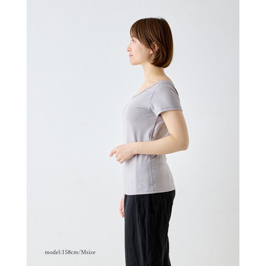 メリノウール スーパー140 バレエネック バレリーナネック 日本製 tシャツ インナー 登山 シャツ 2分袖 レディース クルーネック カットソー |  | 14