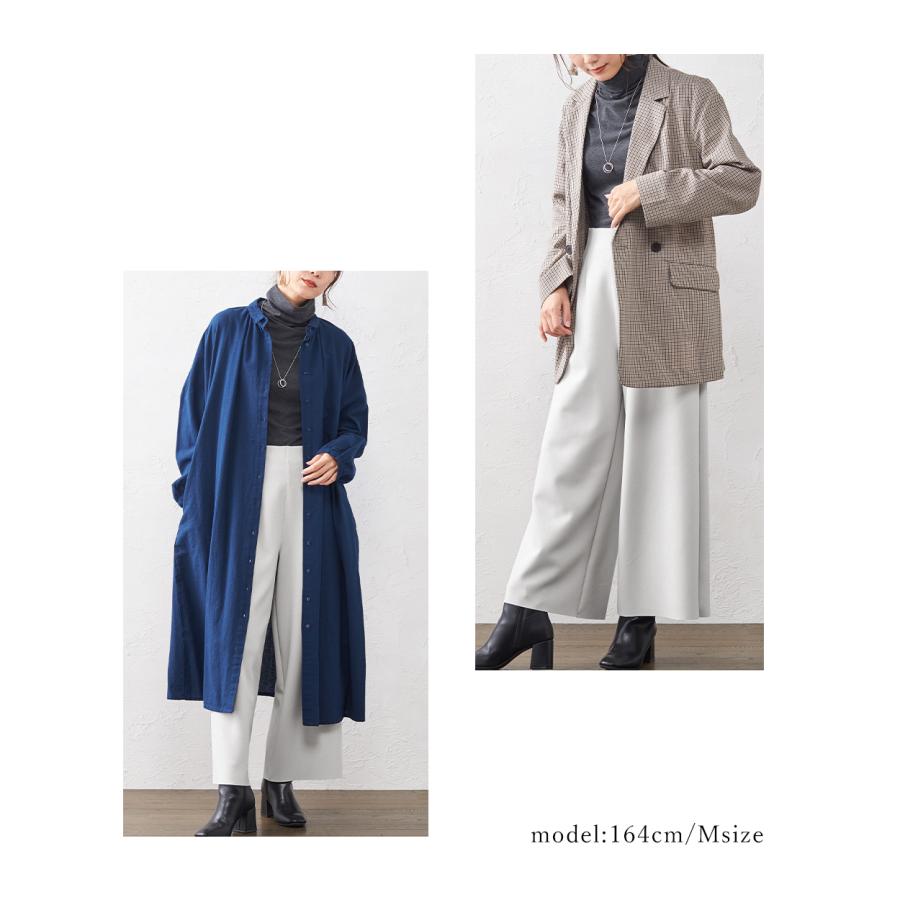 日本製 皺知らず ワイドパンツルック レディース 大きいサイズ M L LL