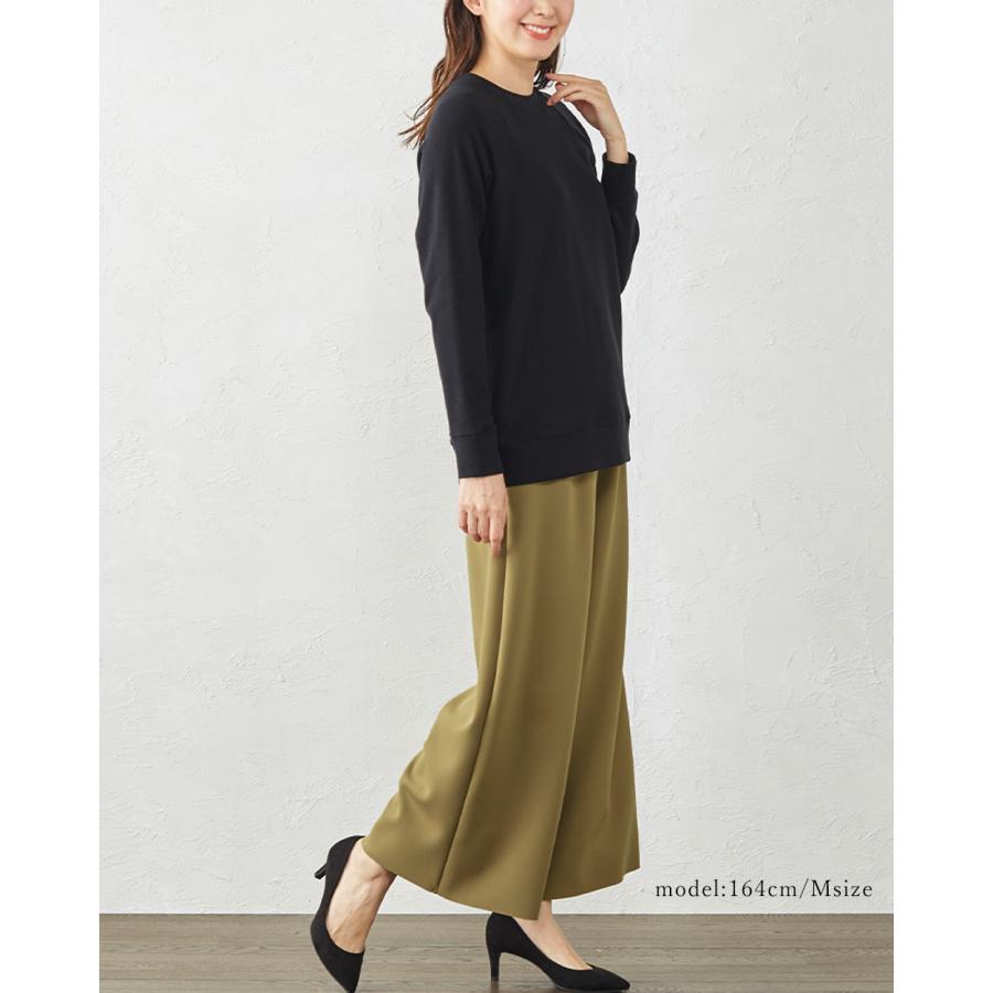 日本製 皺知らず ワイドパンツルック レディース 大きいサイズ M L LL 3L S きれいめ 春 夏 秋 冬 ウエストゴム セットアップ イージーケア |  | 17