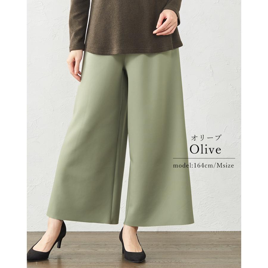 日本製 皺知らず ワイドパンツルック レディース 大きいサイズ M L LL 3L S きれいめ 春 夏 秋 冬 ウエストゴム セットアップ イージーケア |  | 18