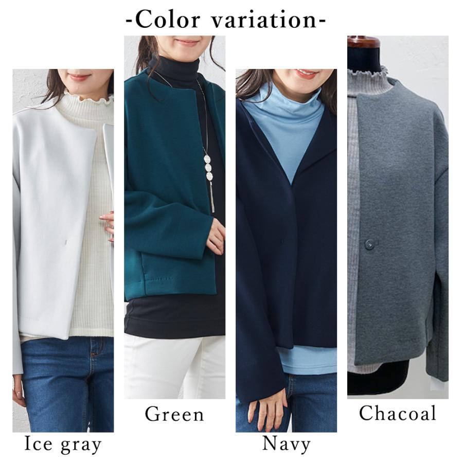 シップス　ダンボール　ショート羽織り　アウター　ノーカラー　ブラック　レディース ショートジャケット レディース 秋冬 ショートコート 40代 50代