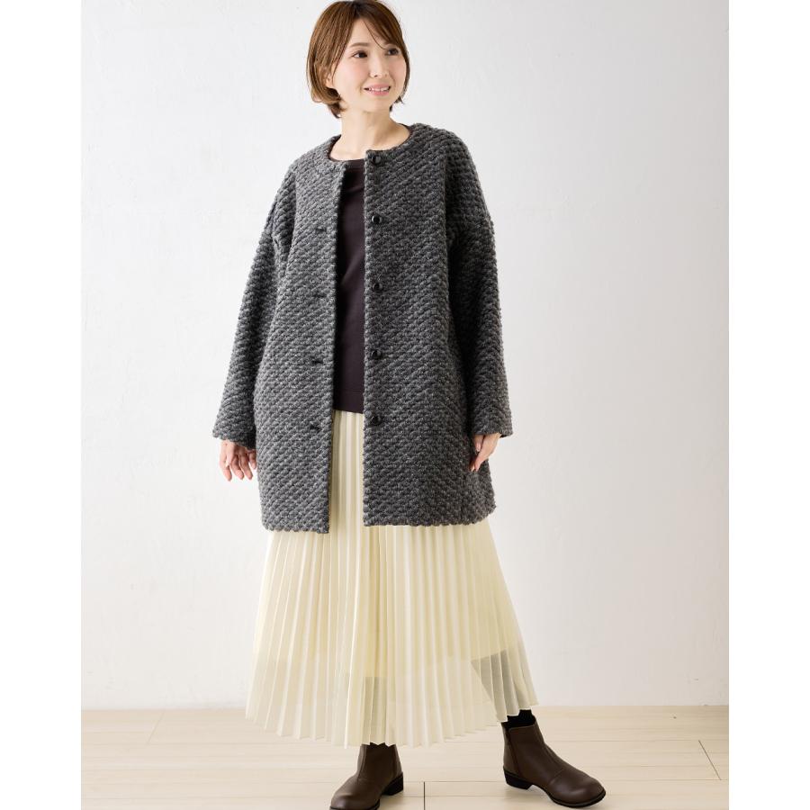 イタリー製生地 軽量 ウール コート 暖かい 軽い ロング レディース